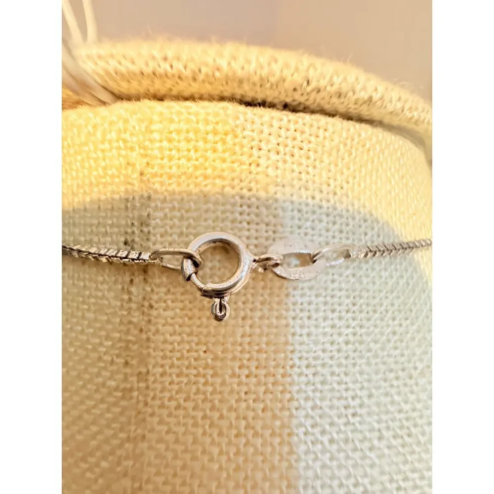 Vintage CZ Solitaire Pendant Necklace 14”